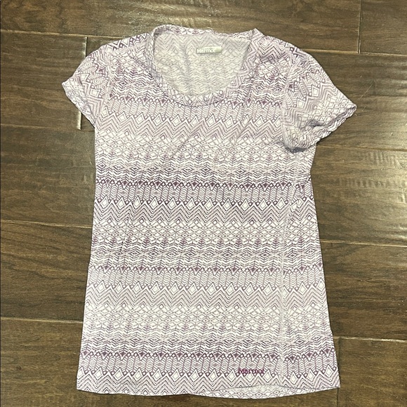 Marmot fitted purple Aztec short sleeve tee M - Picture 1 of 3